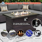 10 Pieces Patio Furniture Set with 2 Swivel Chairs Patio Furniture Outdoor Sectional Sofas with 55000 Gas Fire Pit Patio Convers