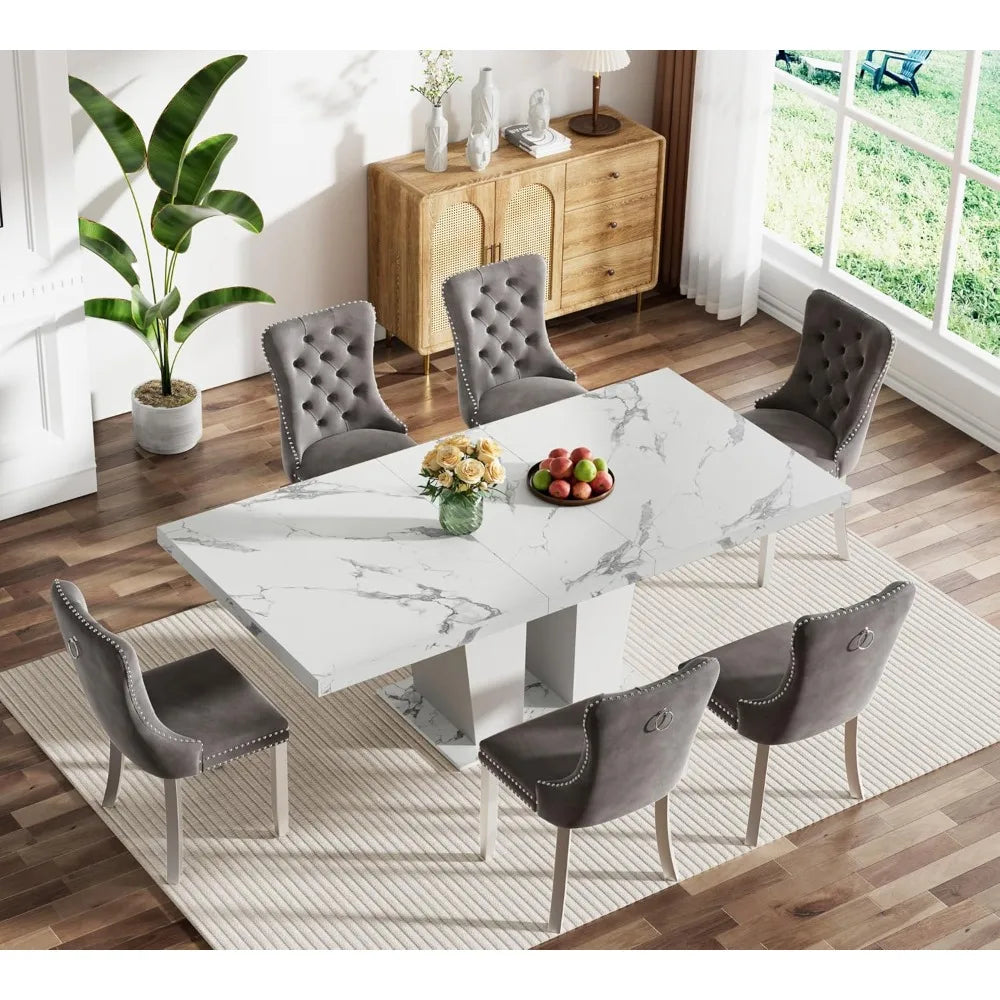Ampliaro Expandable Dining Set — 7-Piece Velvet Edition