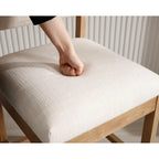 26.5" Tall Bar Stools Set of 4, Modern Counter Height with Backrests, Beige Linen Upholstered Chairs for Kitchen Island or Bar U