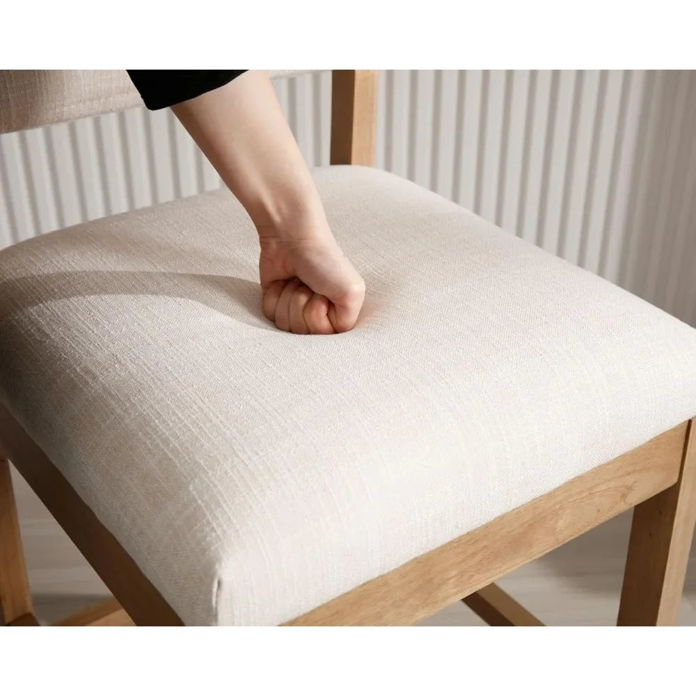 26.5" Tall Bar Stools Set of 4, Modern Counter Height with Backrests, Beige Linen Upholstered Chairs for Kitchen Island or Bar U