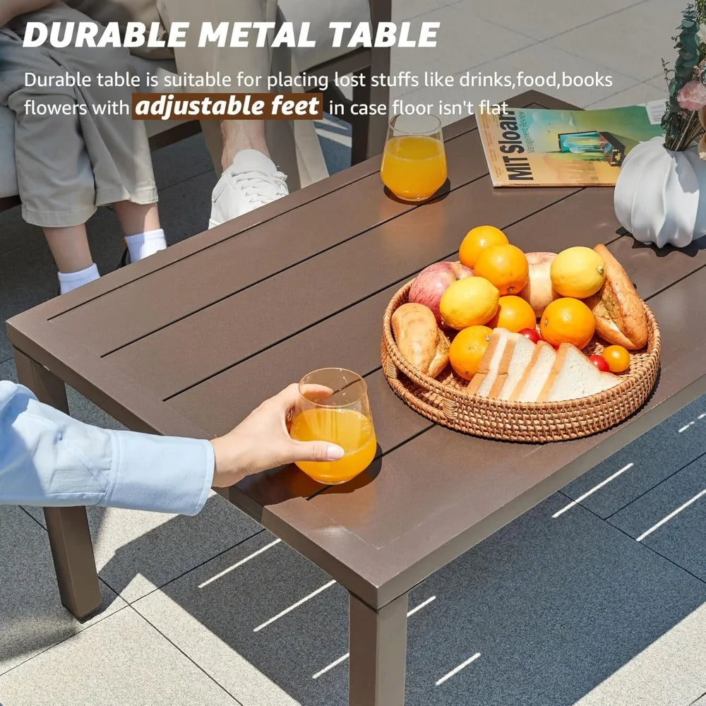 Patio Furniture Sets, 4 Pieces Outdoor Furniture Modern Metal Patio Sectional Sofa Conversation Set,2 Motion Rocking Chairs