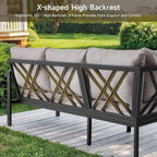 "Patio Furniture Set, 6-Piece Metal Sectional Sofa with Coffee Table – L-Shaped Outdoor Couch Featuring Olefin Cushions"