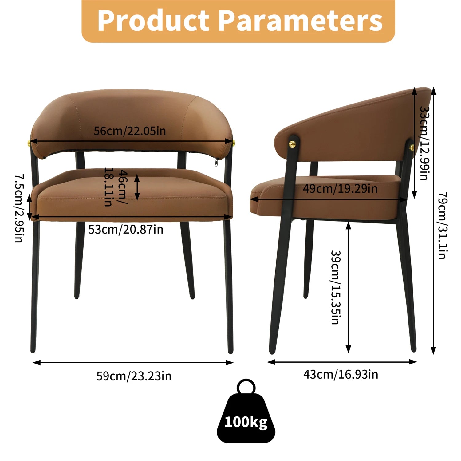 Luxury Microfiber Leather Upholstered Dining Chairs For Restaurant Use Set Of Two With Eucalyptus Wood Frame