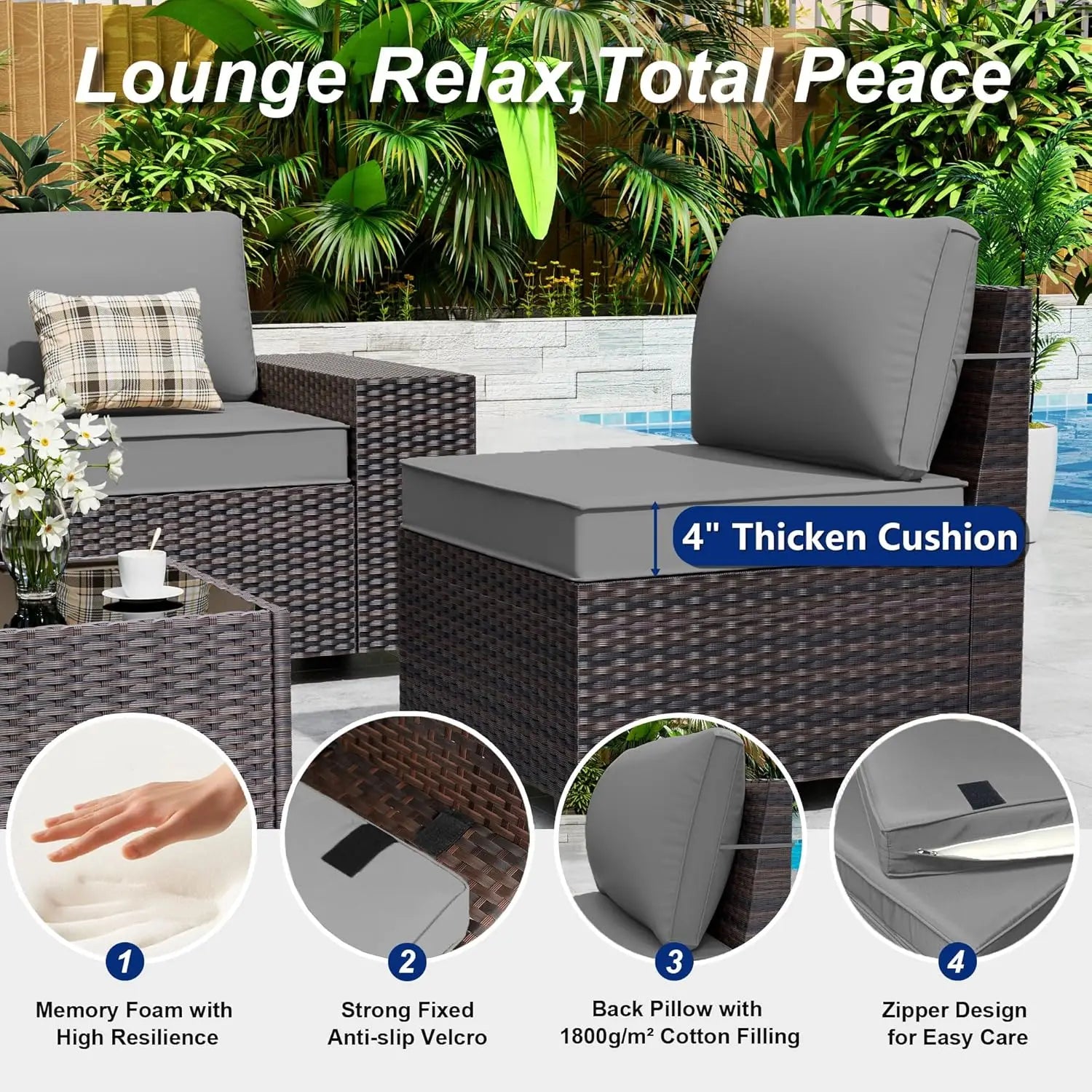 10 Pieces Patio Furniture Set with 2 Swivel Chairs Patio Furniture Outdoor Sectional Sofas with 55000 Gas Fire Pit Patio Convers