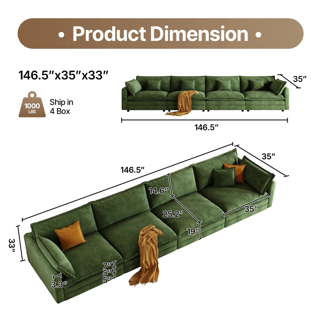 Avelin L-Shaped Cloud Sectional Sofa