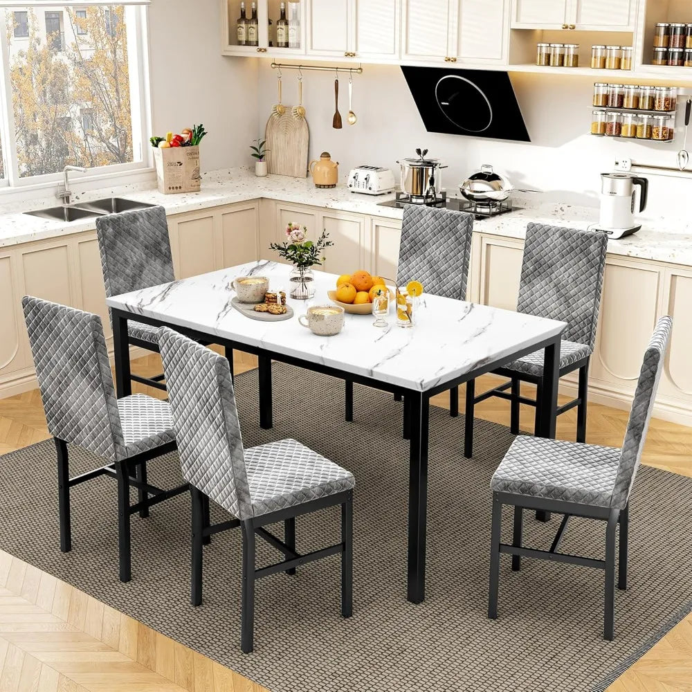 Solare 7-Piece Marble Dining Set