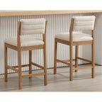 26.5" Tall Bar Stools Set of 4, Modern Counter Height with Backrests, Beige Linen Upholstered Chairs for Kitchen Island or Bar U