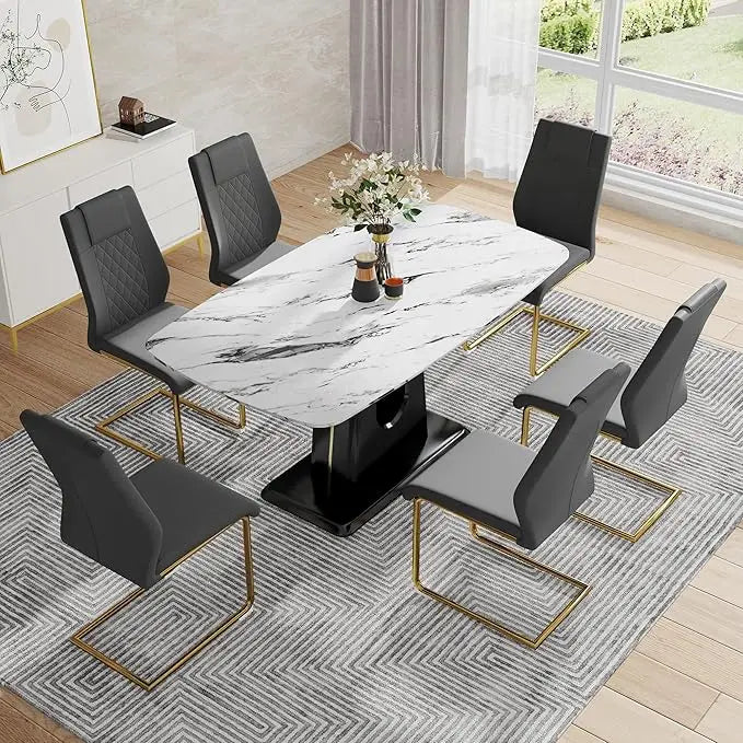Marbello 7-Piece Modern Dining Set — 6 Seats