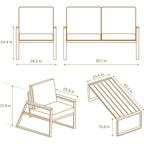 4-Piece Outdoor Patio Furniture Set with Coffee Table and Removable Cushions, Metal Patio Conversation Set for Family, Yard