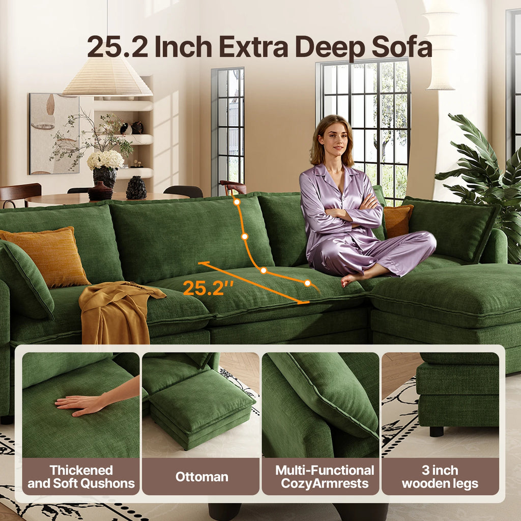 Avelin L-Shaped Cloud Sectional Sofa