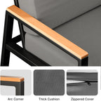 4-Piece Outdoor Patio Furniture Set with Coffee Table and Removable Cushions, Metal Patio Conversation Set for Family, Yard