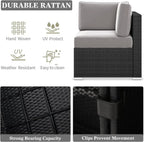 15 Piece Patio Furniture Set with Fire Pit Table, Outdoor Conversation Sets Wicker Rattan Sectional Sofa with Coffee Table