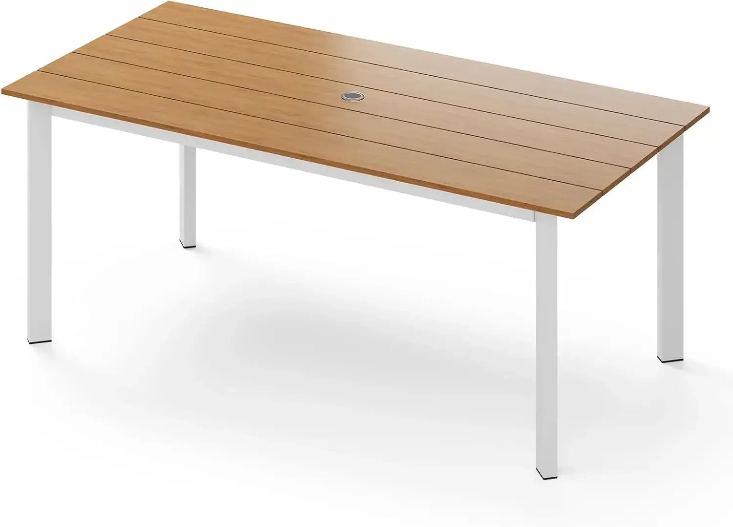 Outdoor Patio Dining Table Sets 7-Piece Aluminum and HDPS All-Weather Table and Chairs with Umbrella Hole,Patio Modern Furniture