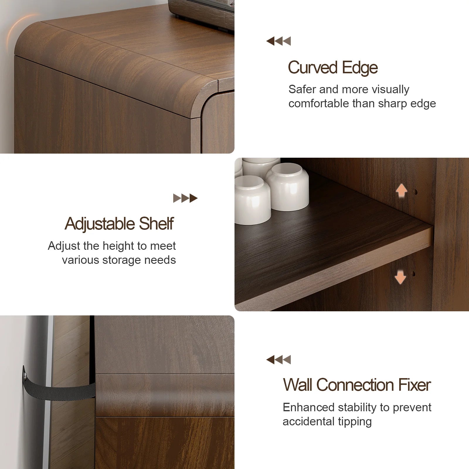 60-Inch Wide Sideboard Buffet Cabinet With Four-Door Storage And Coffee Bar Setup