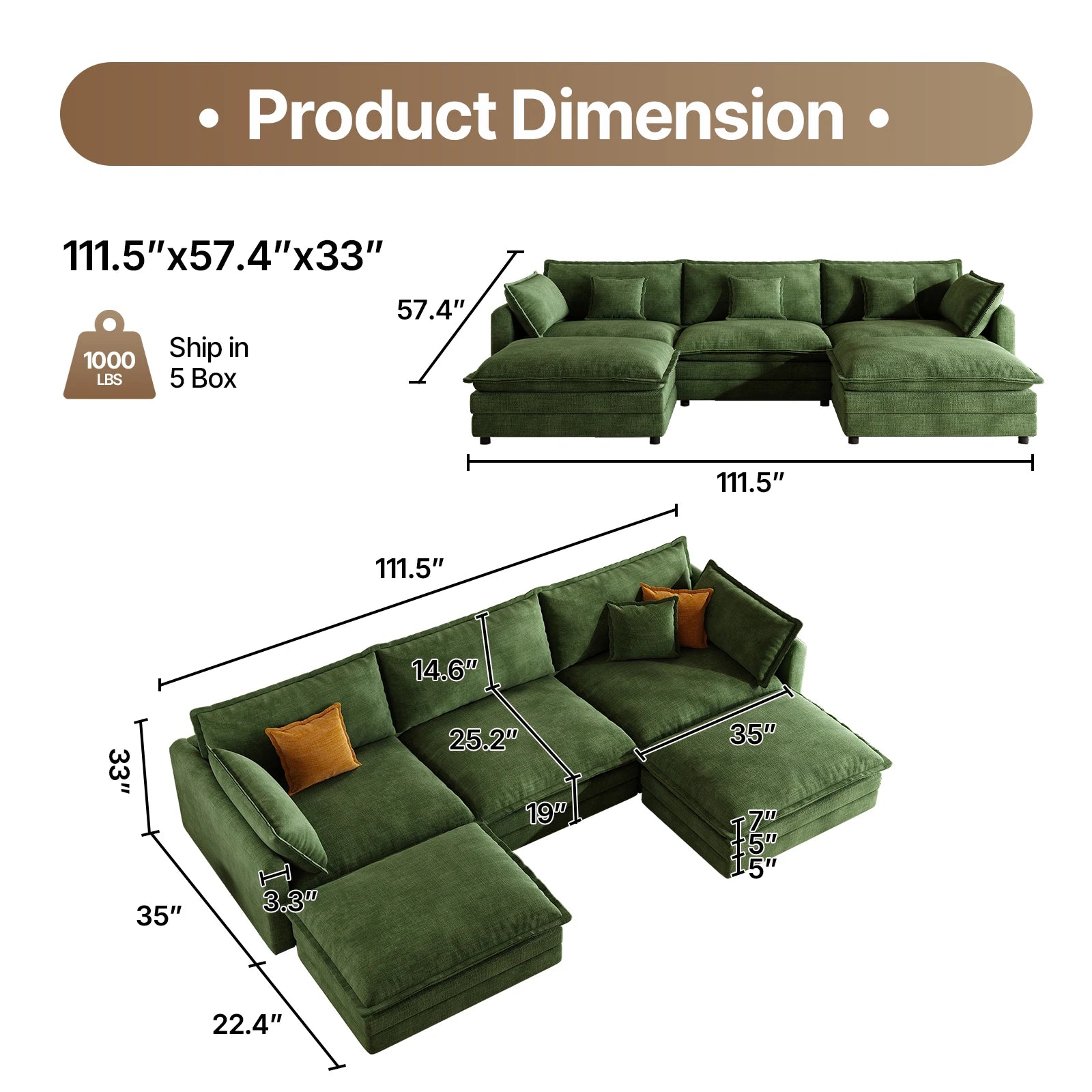Avelin L-Shaped Cloud Sectional Sofa