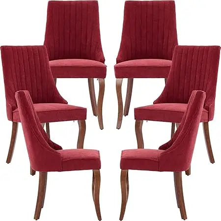 Casae Mid Century Dining Chairs Set Six Velvet Upholstered Wood Legs