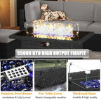 15 Piece Patio Furniture Set with Fire Pit Table, Outdoor Conversation Sets Wicker Rattan Sectional Sofa with Coffee Table