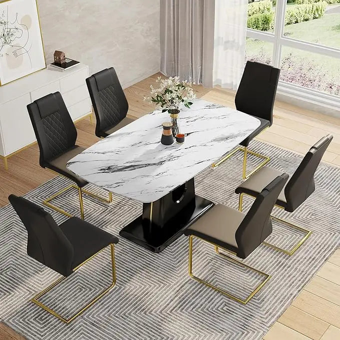 Marbello 7-Piece Modern Dining Set — 6 Seats