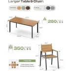 Outdoor Patio Dining Table Sets 7-Piece Aluminum and HDPS All-Weather Table and Chairs with Umbrella Hole,Patio Modern Furniture