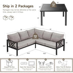 "Patio Furniture Set, 6-Piece Metal Sectional Sofa with Coffee Table – L-Shaped Outdoor Couch Featuring Olefin Cushions"