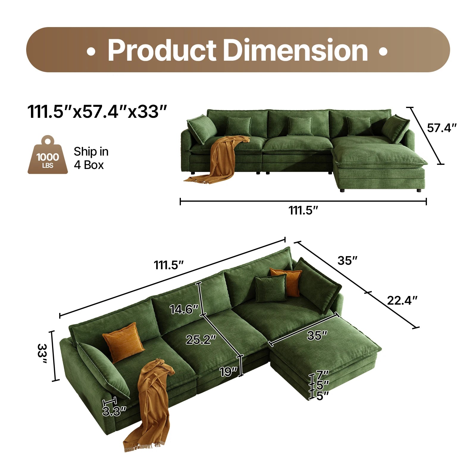 Avelin L-Shaped Cloud Sectional Sofa
