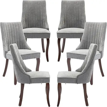 Casae Mid Century Dining Chairs Set Six Velvet Upholstered Wood Legs