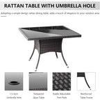 10-Piece Outdoor Dining Set Patio Rattan Furniture Set,Patio Dining Table and Chairs Set with 8 Chairs and Cushions,Square Glas