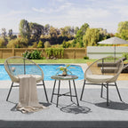 3 Pieces Outdoor Acapulco Chair Patio Bistro Set, All-Weather Acapulco Chairs with Glass Top Table, Modern Patio Conversation