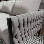 5-Piece Modern Metal Patio Furniture Set - Rope-Woven Outdoor Deep-Seat Conversation Sofa with 6.3" Thick Cushions & Dual Nestin