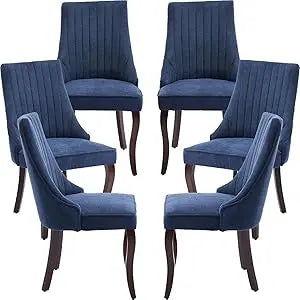 Casae Mid Century Dining Chairs Set Six Velvet Upholstered Wood Legs