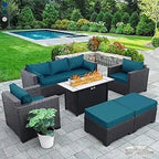 Patio Furniture Set 45 In Outdoor Fire Pits 6 Pieces Outdoor Patio Furniture 60000 BTU Outdoor Propane Fire Pit Table Patio Sofa