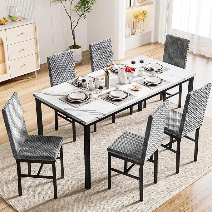 Solare 7-Piece Marble Dining Set