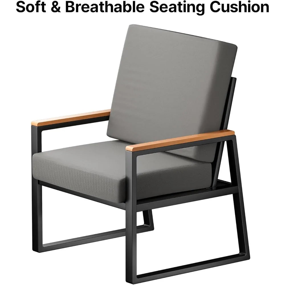 4-Piece Outdoor Patio Furniture Set with Coffee Table and Removable Cushions, Metal Patio Conversation Set for Family, Yard