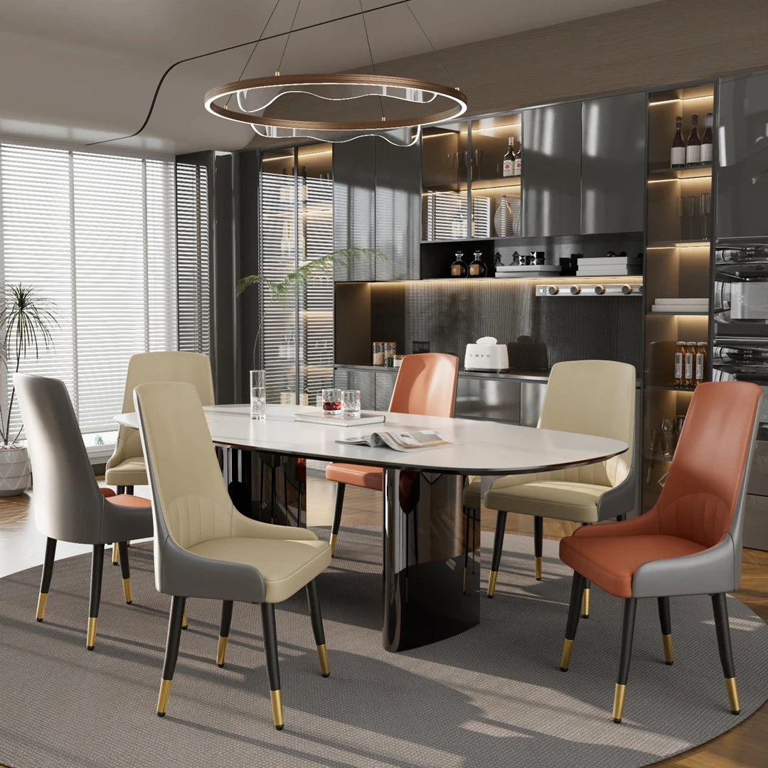 Siena Dining Chairs, Set of 2, Leather & Wood