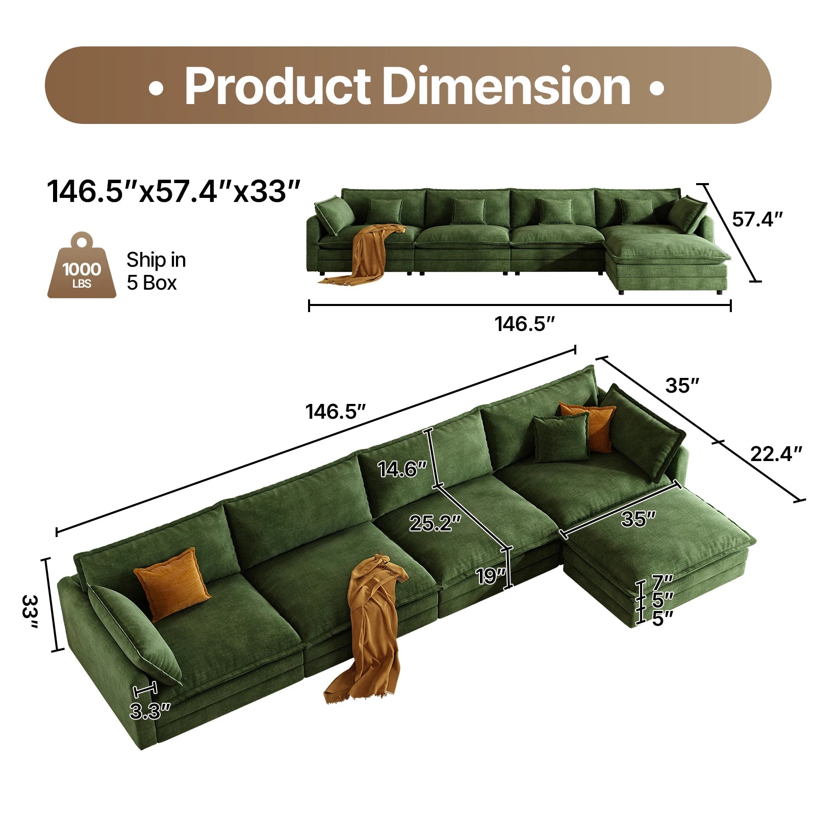 Avelin L-Shaped Cloud Sectional Sofa