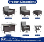 10 Pieces Patio Furniture Set with 2 Swivel Chairs Patio Furniture Outdoor Sectional Sofas with 55000 Gas Fire Pit Patio Convers