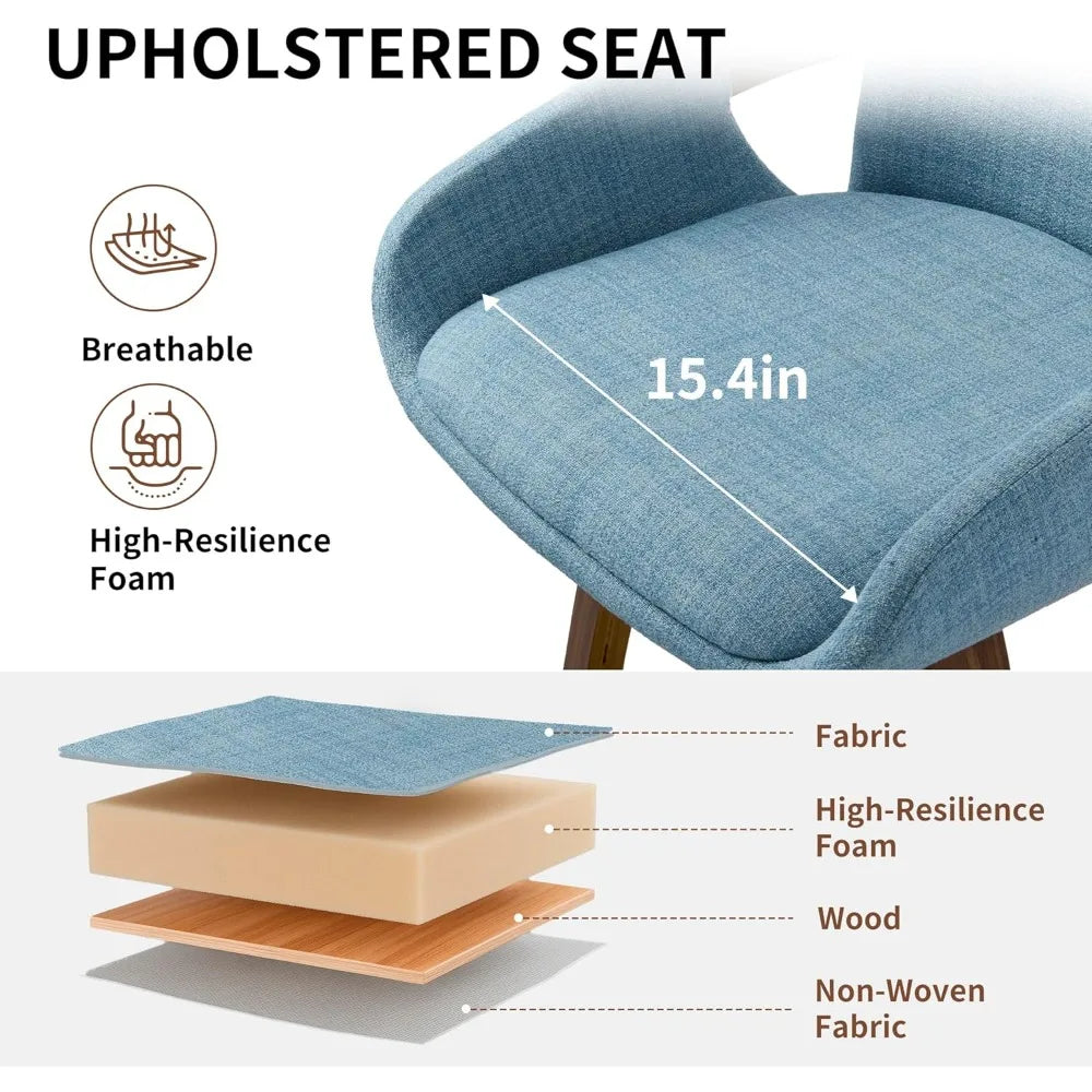 Bar Stool Set of 2, Fabric Counter High Stools with Back and Armrest 360° Swivel Walnut Bar Chair for Kitchen Island Home Dining