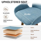 Bar Stool Set of 2, Fabric Counter High Stools with Back and Armrest 360° Swivel Walnut Bar Chair for Kitchen Island Home Dining