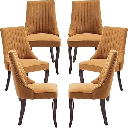 Casae Mid Century Dining Chairs Set Six Velvet Upholstered Wood Legs