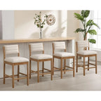 26.5" Tall Bar Stools Set of 4, Modern Counter Height with Backrests, Beige Linen Upholstered Chairs for Kitchen Island or Bar U