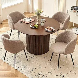 Marento 5-Piece Round Dining Set — Walnut Edition