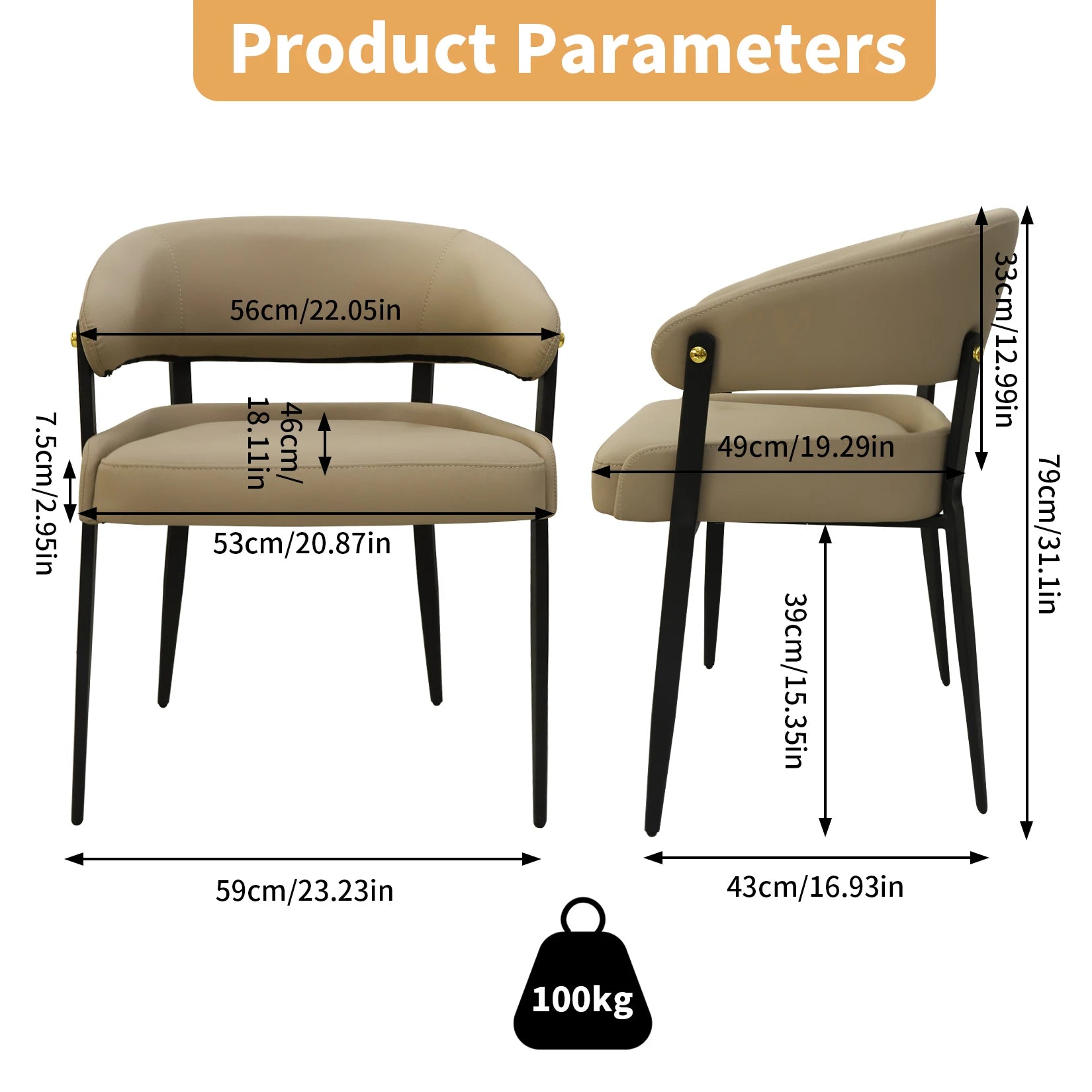 Luxury Microfiber Leather Upholstered Dining Chairs For Restaurant Use Set Of Two With Eucalyptus Wood Frame