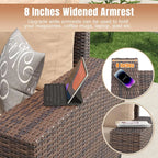 7 Pieces Patio Furniture Set with 44” Fire Pit Table Wicker Rattan Sectional Conversation Set with Coffee Table and 4”