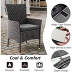 10-Piece Outdoor Dining Set Patio Rattan Furniture Set,Patio Dining Table and Chairs Set with 8 Chairs and Cushions,Square Glas