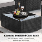 15 Piece Patio Furniture Set with Fire Pit Table, Outdoor Conversation Sets Wicker Rattan Sectional Sofa with Coffee Table