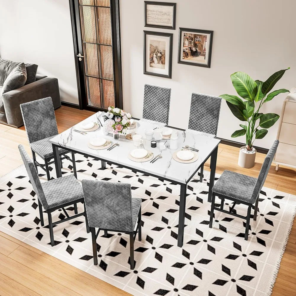 Solare 7-Piece Marble Dining Set