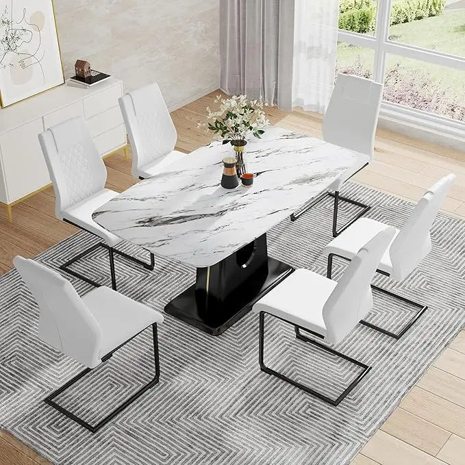 Marbello 7-Piece Modern Dining Set — 6 Seats