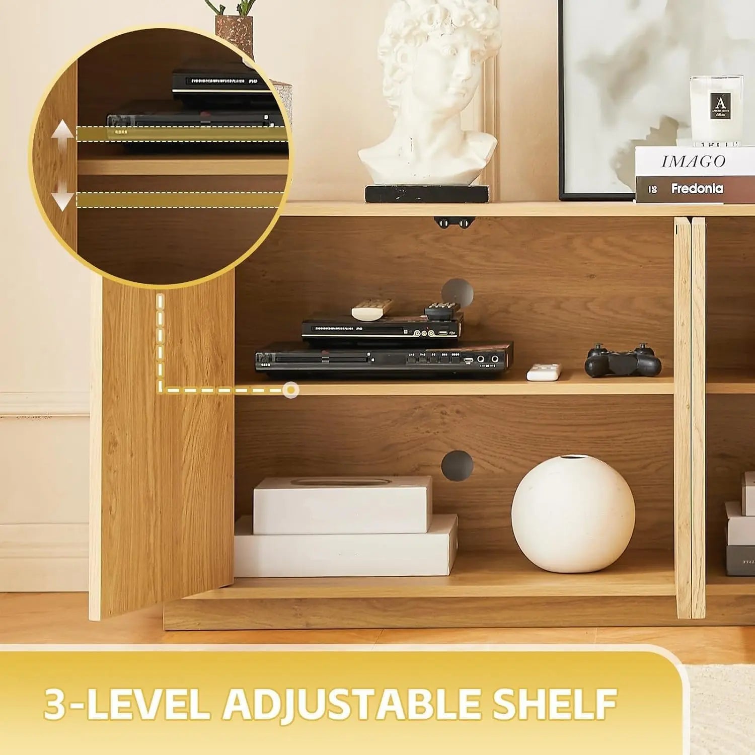 Fluted TV Stand For 75 Inch TVs With Ample Storage And Modern Living Room Console Cabinet