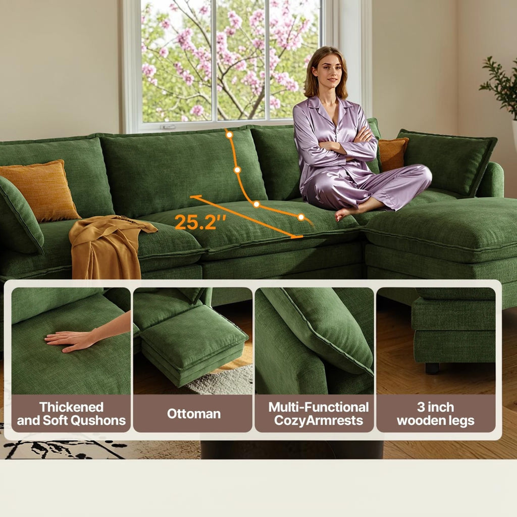 Avelin L-Shaped Cloud Sectional Sofa